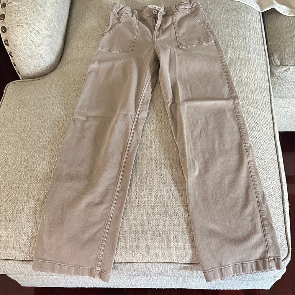 Abercrombie Kids Beige High-Rise Wide-Leg Pants